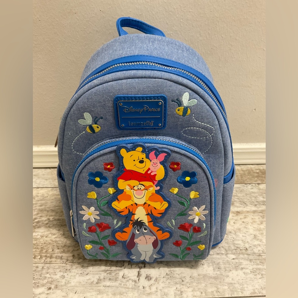 NWT Loungefly Winnie the Pooh denim Mini Backpack